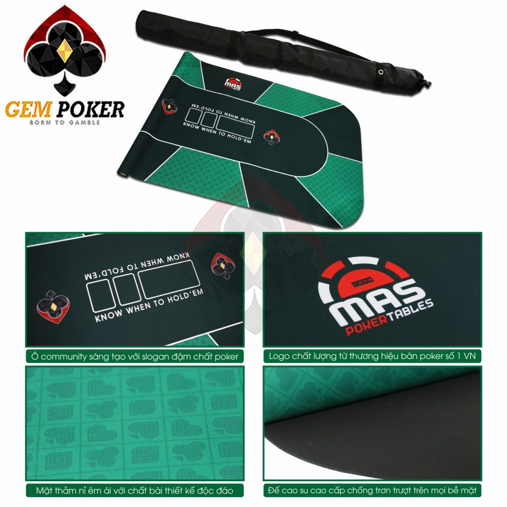 POKER RUBBER MAT TEXAS HOLD'EM GEM GREEN I GEM POKER