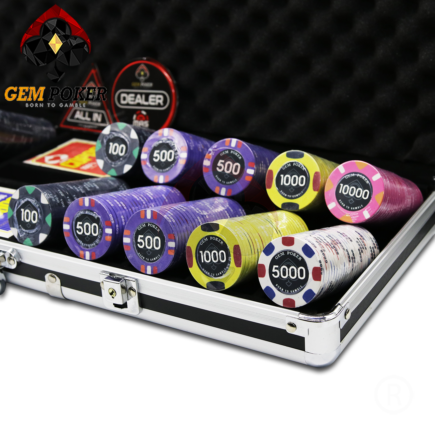 CERAMIC POKER CHIP SET 500 GEM POKER